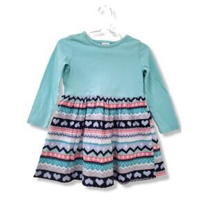 Gymboree 2T Girls Fair Isle Aqua Cotton Dress
